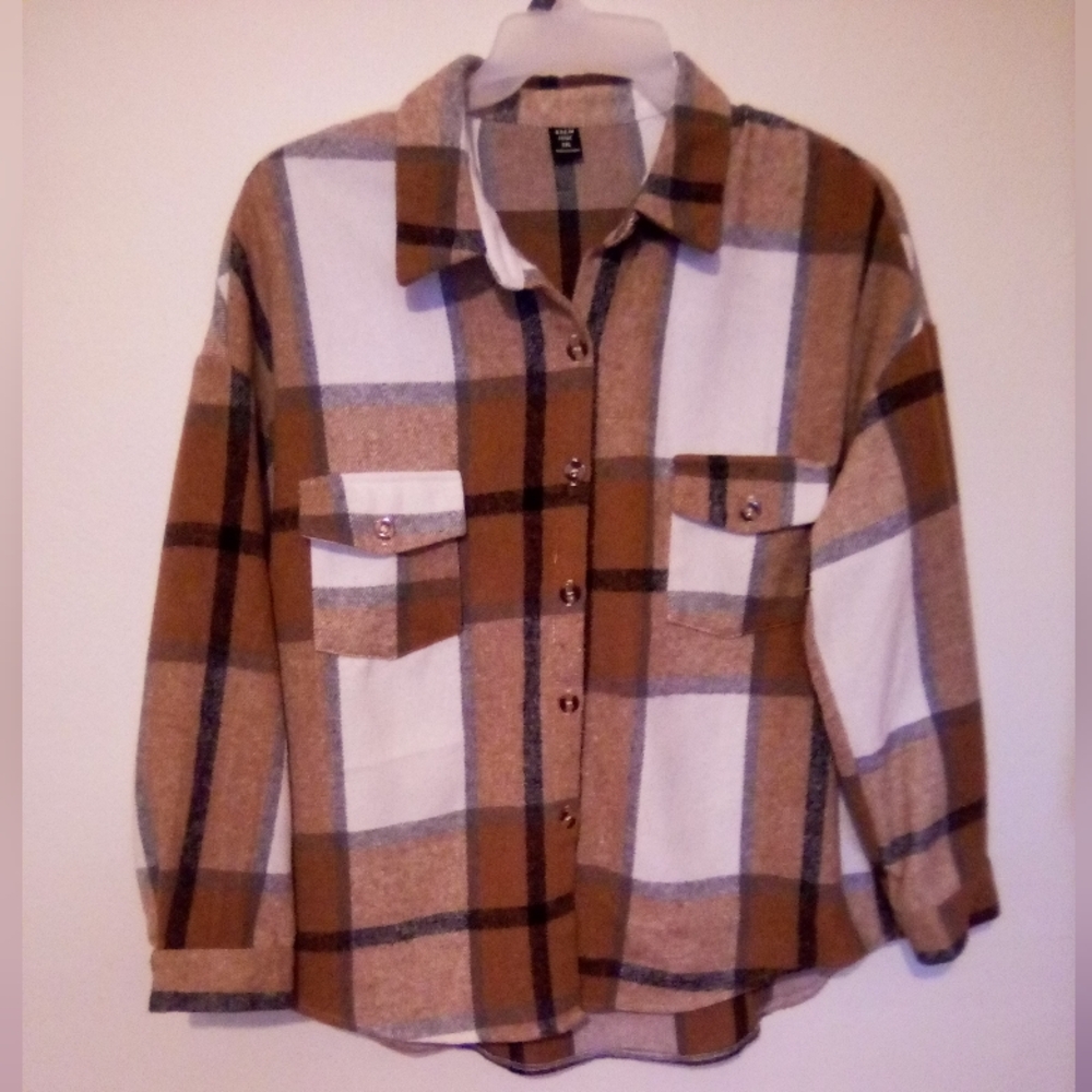 So soft flannel shirt long sleeve Shein Curve